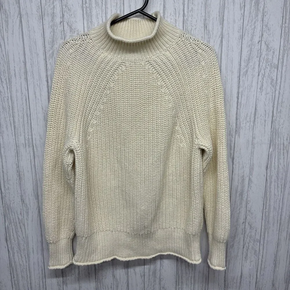 Womens Size XS J Crew Cream Rolled Neck Sweater EUC